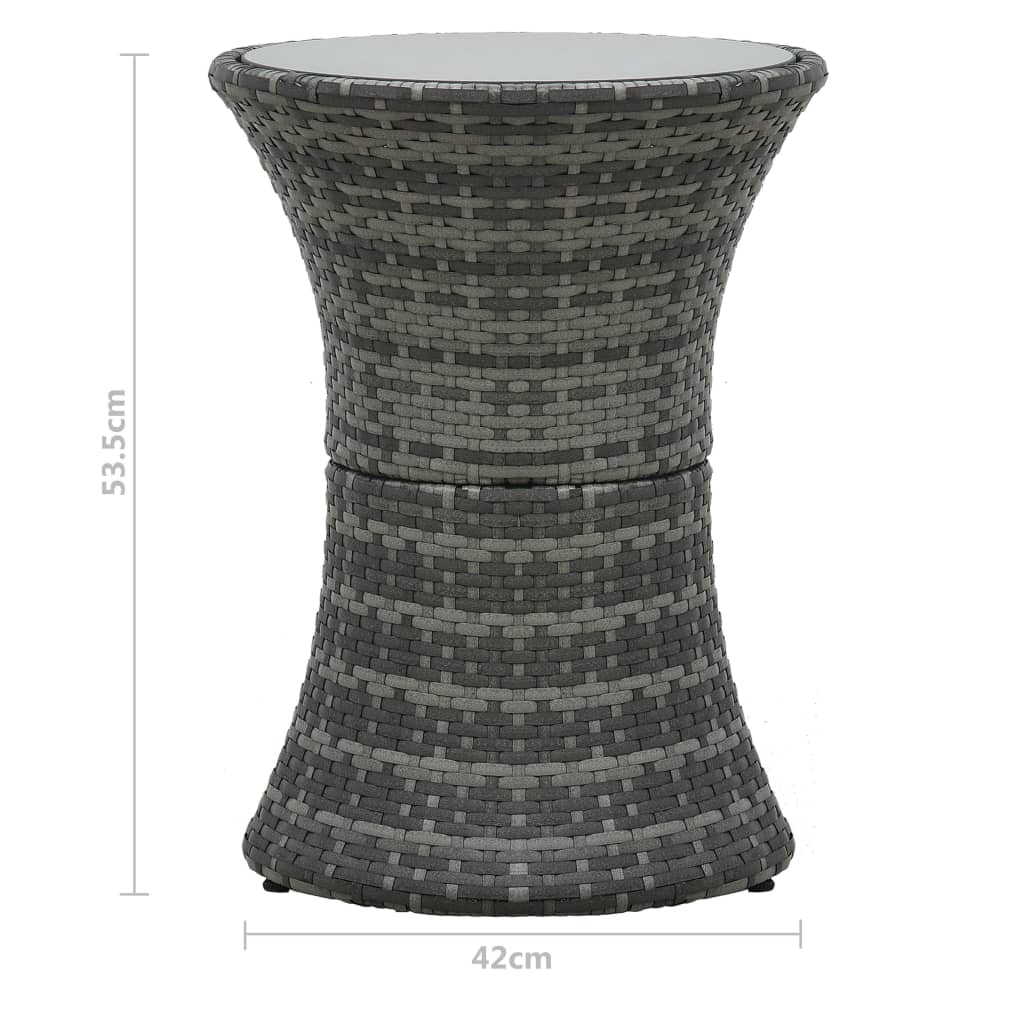 Juego muebles bistró jardín 3 pzas cojines ratán sintético gris