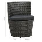 Juego muebles bistró jardín 3 pzas cojines ratán sintético gris