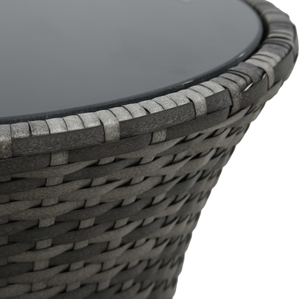 Juego muebles bistró jardín 3 pzas cojines ratán sintético gris