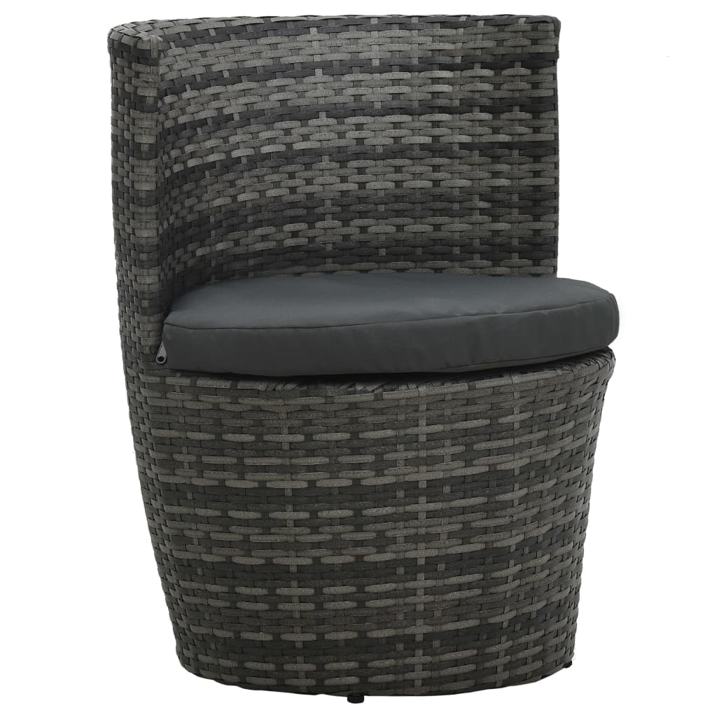 Juego muebles bistró jardín 3 pzas cojines ratán sintético gris