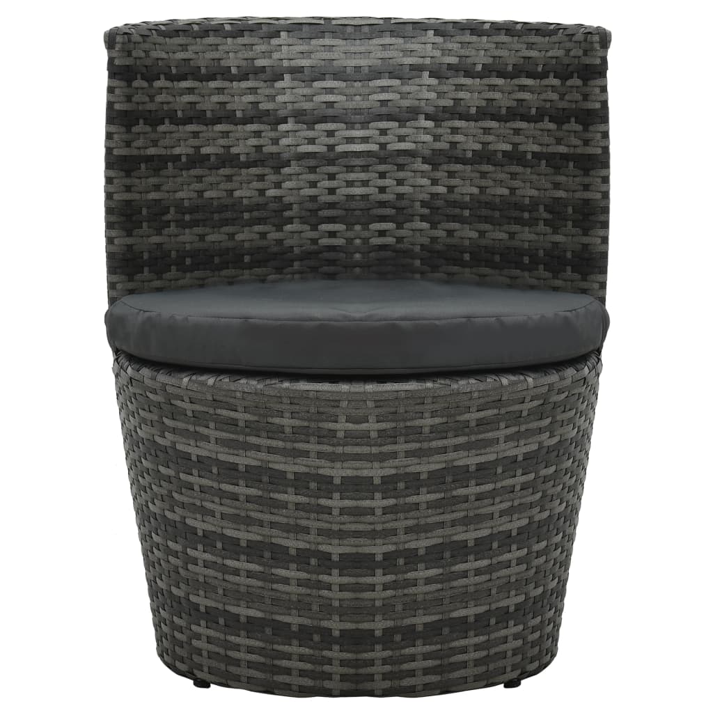 Juego muebles bistró jardín 3 pzas cojines ratán sintético gris