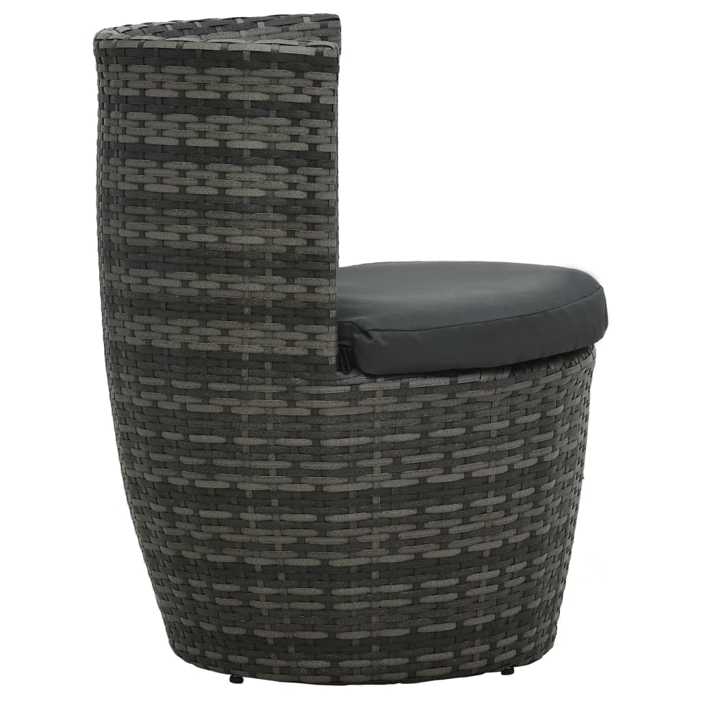 Juego muebles bistró jardín 3 pzas cojines ratán sintético gris