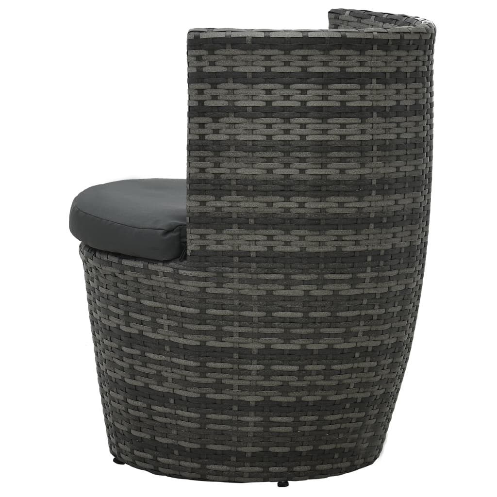 Juego muebles bistró jardín 3 pzas cojines ratán sintético gris