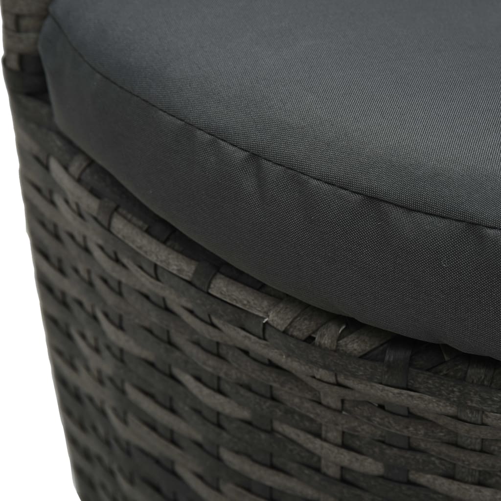 Juego muebles bistró jardín 3 pzas cojines ratán sintético gris