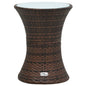 Brown synthetic rattan drum-shaped garden table