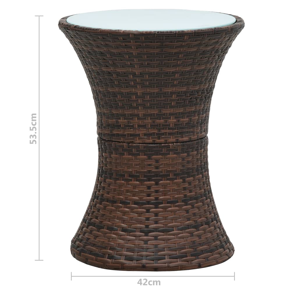 Mesa de jardín en forma de tambor ratán sintético marrón