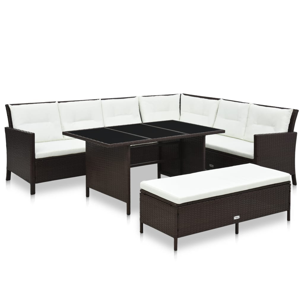 Conjunto de móveis de jardim 3 pçs e almofadas vime sintético cinza