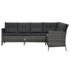 Set de muebles de jardín 3 pzas y cojines ratán sintético gris