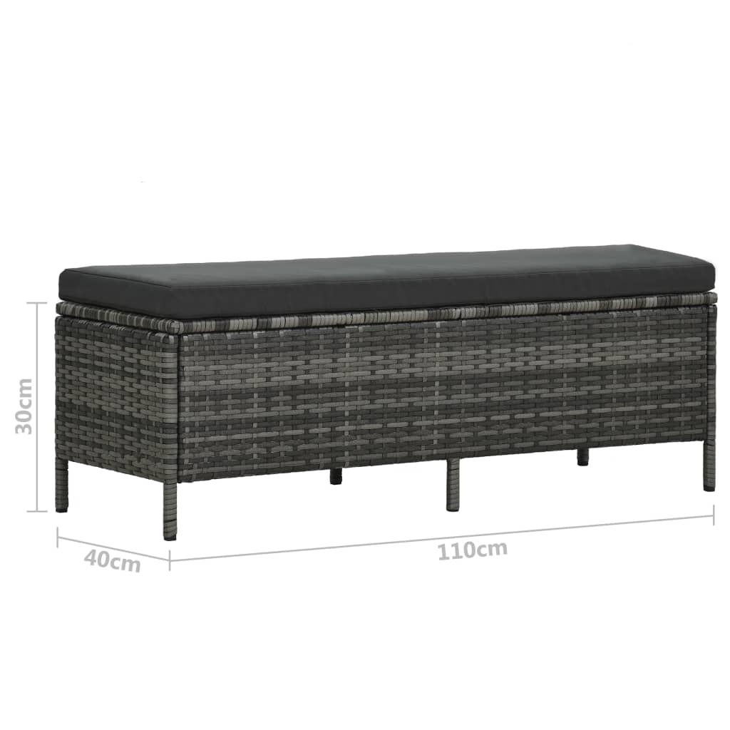 Set de muebles de jardín 3 pzas y cojines ratán sintético gris