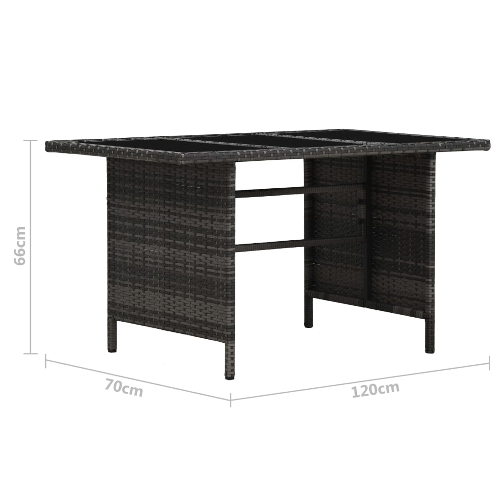 Set de muebles de jardín 3 pzas y cojines ratán sintético gris
