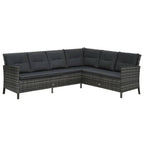 Set de muebles de jardín 3 pzas y cojines ratán sintético gris