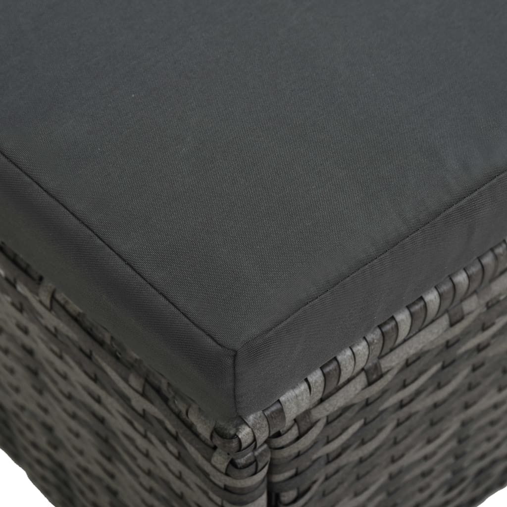 Set de muebles de jardín 3 pzas y cojines ratán sintético gris