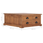 Mesa de centro de madera maciza de teca 68x68x30 cm
