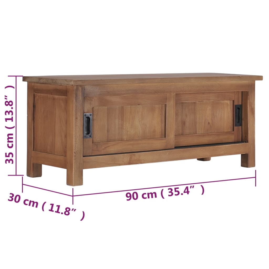 Mueble para TV de madera maciza de teca 90x30x35 cm