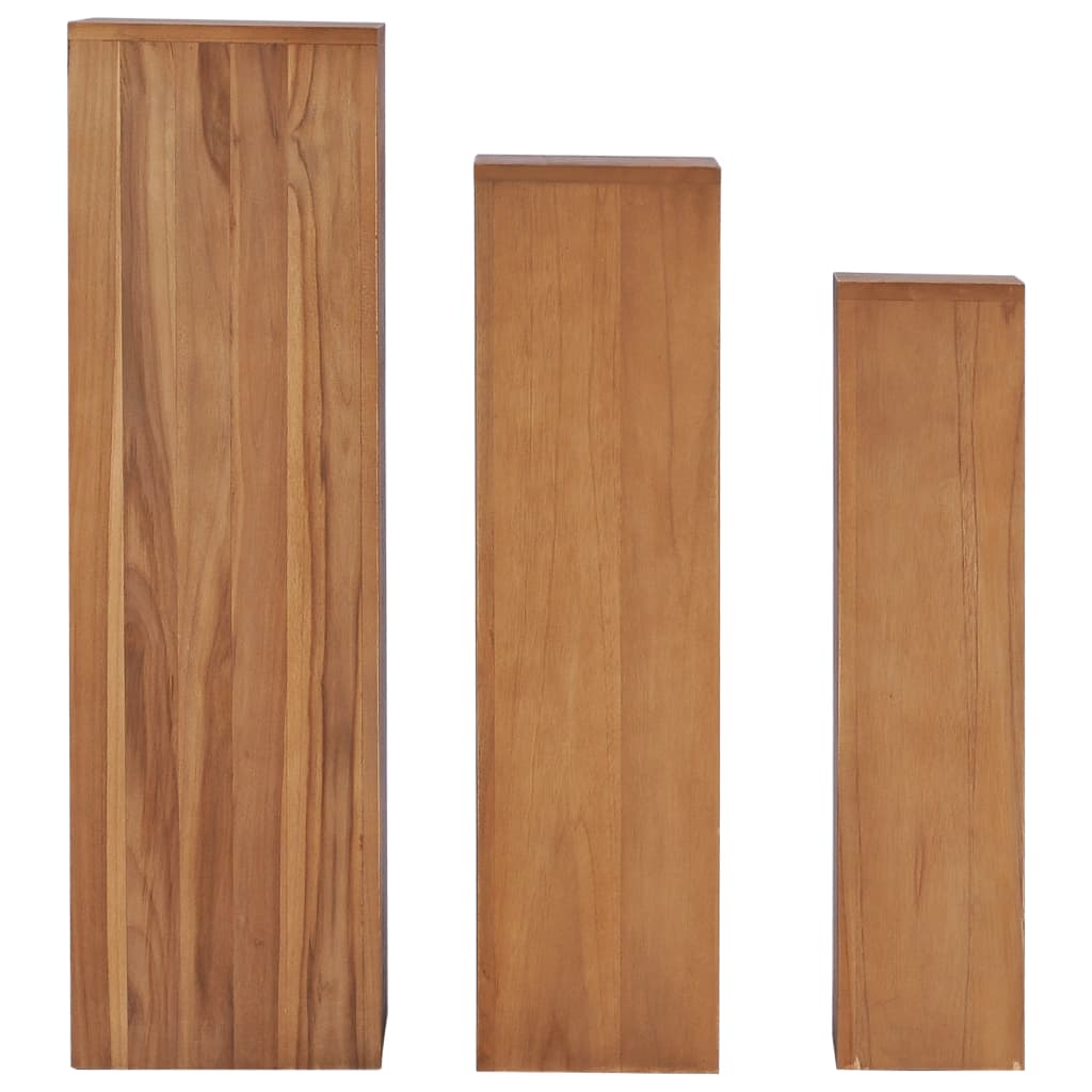 Soportes para plantas 3 piezas madera maciza de teca