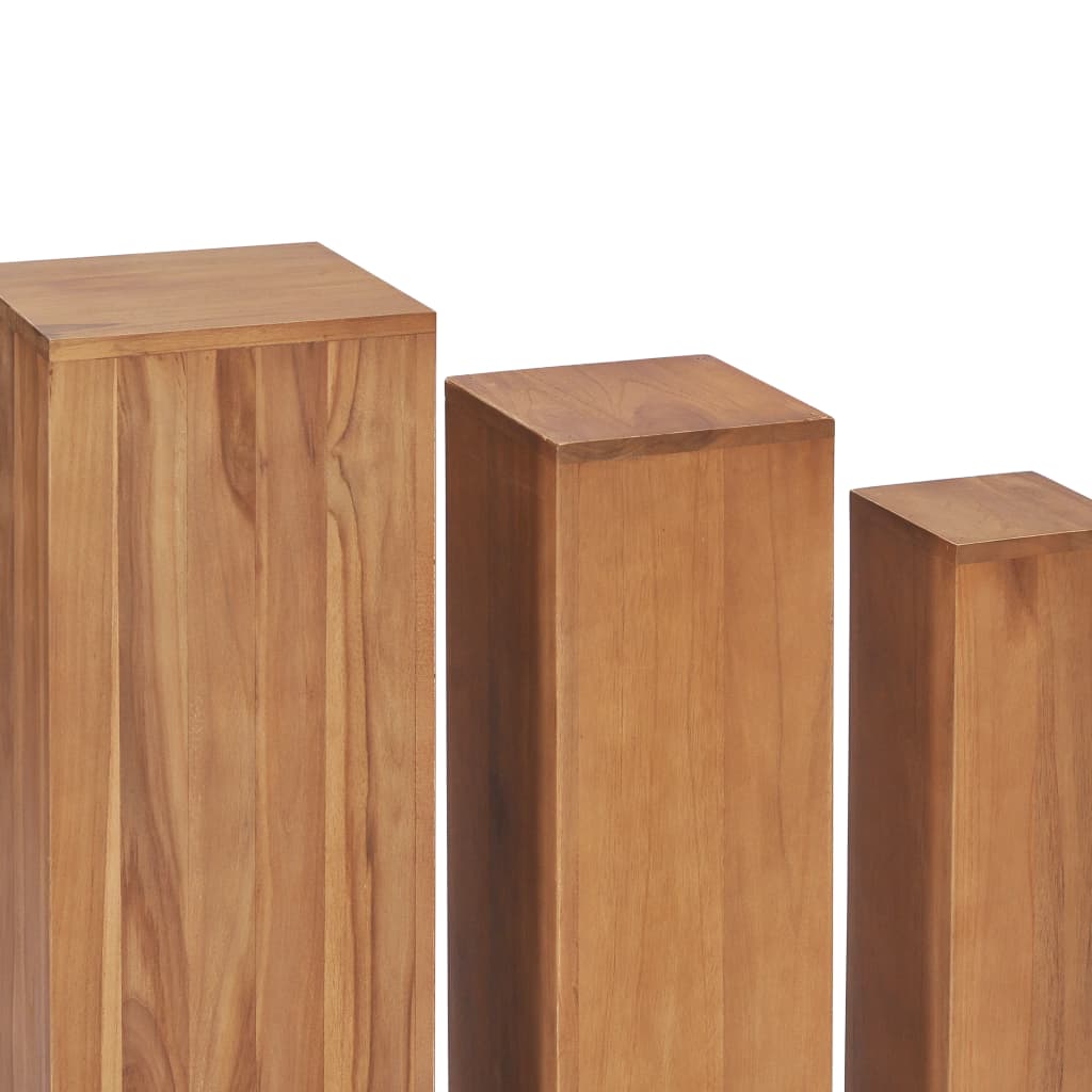 Soportes para plantas 3 piezas madera maciza de teca
