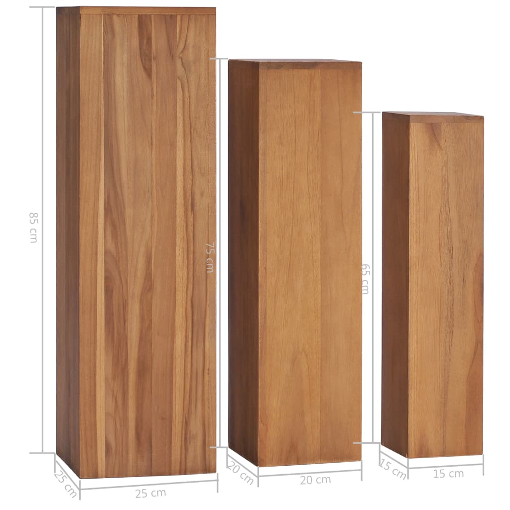 Soportes para plantas 3 piezas madera maciza de teca
