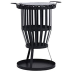 Brasero de jardín con parrila BBQ acero inoxidable 47,5 cm