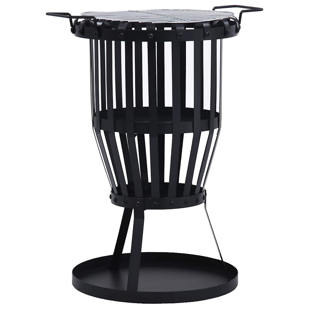 Brasero de jardín con parrila BBQ acero inoxidable 47,5 cm