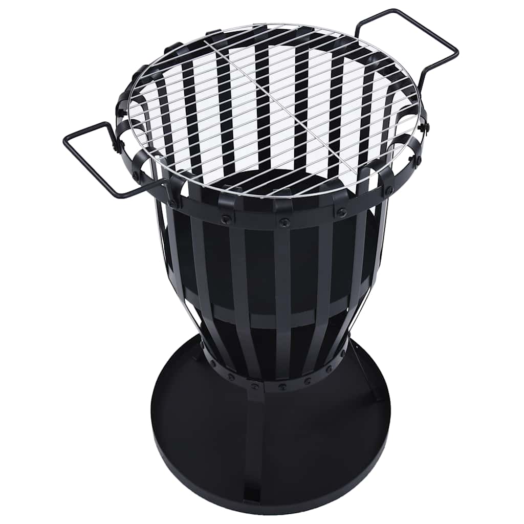 Brasero de jardín con parrila BBQ acero inoxidable 47,5 cm