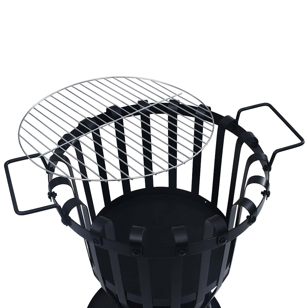Brasero de jardín con parrila BBQ acero inoxidable 47,5 cm