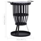 Brasero de jardín con parrila BBQ acero inoxidable 47,5 cm