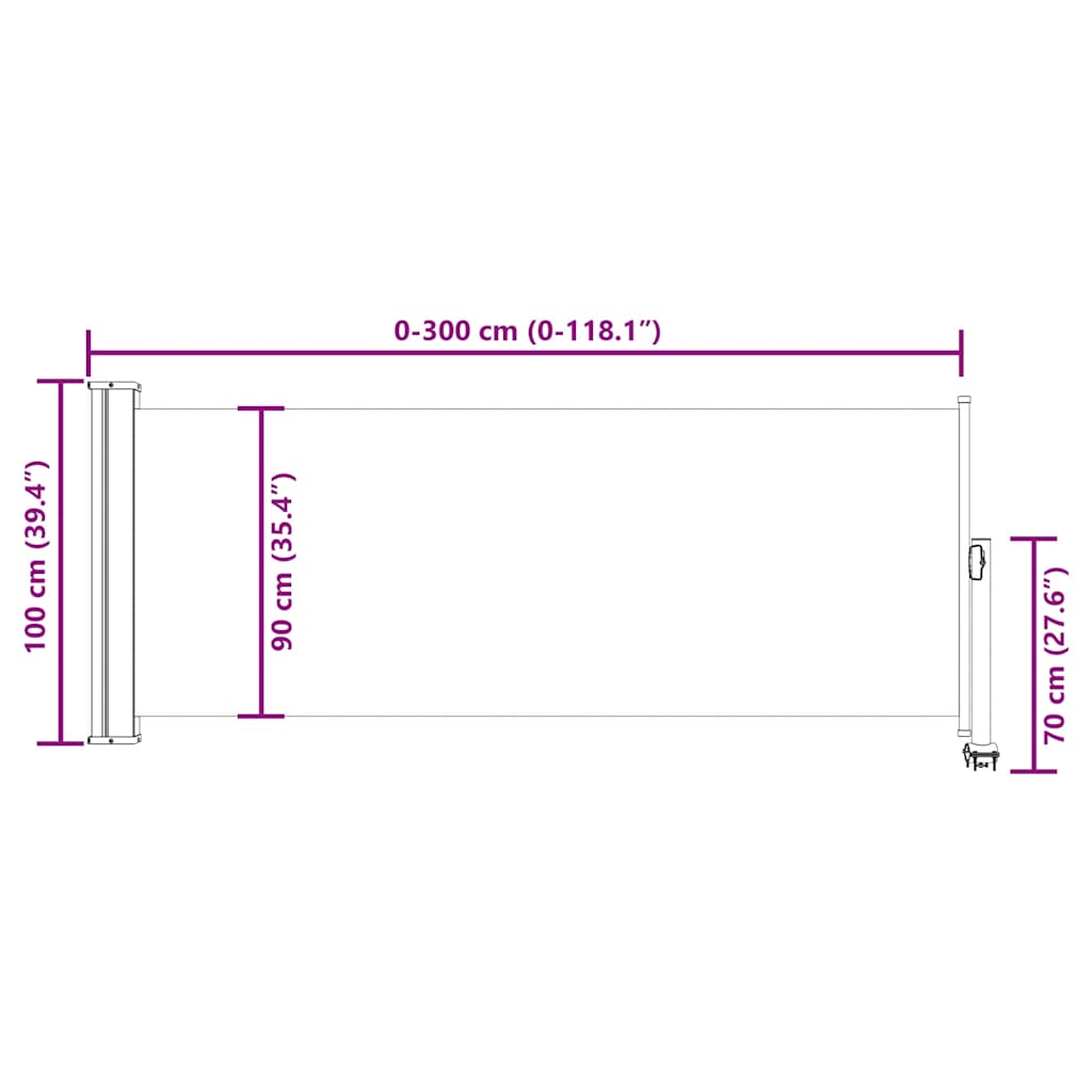 Toldo lateral retráctil de jardín azul 100x300 cm