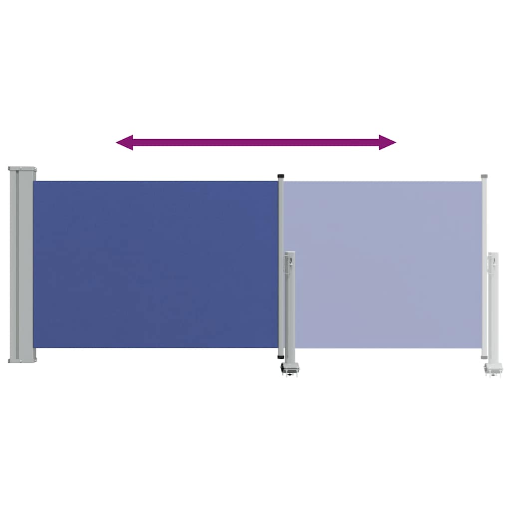 Toldo lateral retráctil de jardín azul 100x300 cm