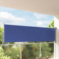 Toldo lateral retráctil de jardín azul 100x300 cm