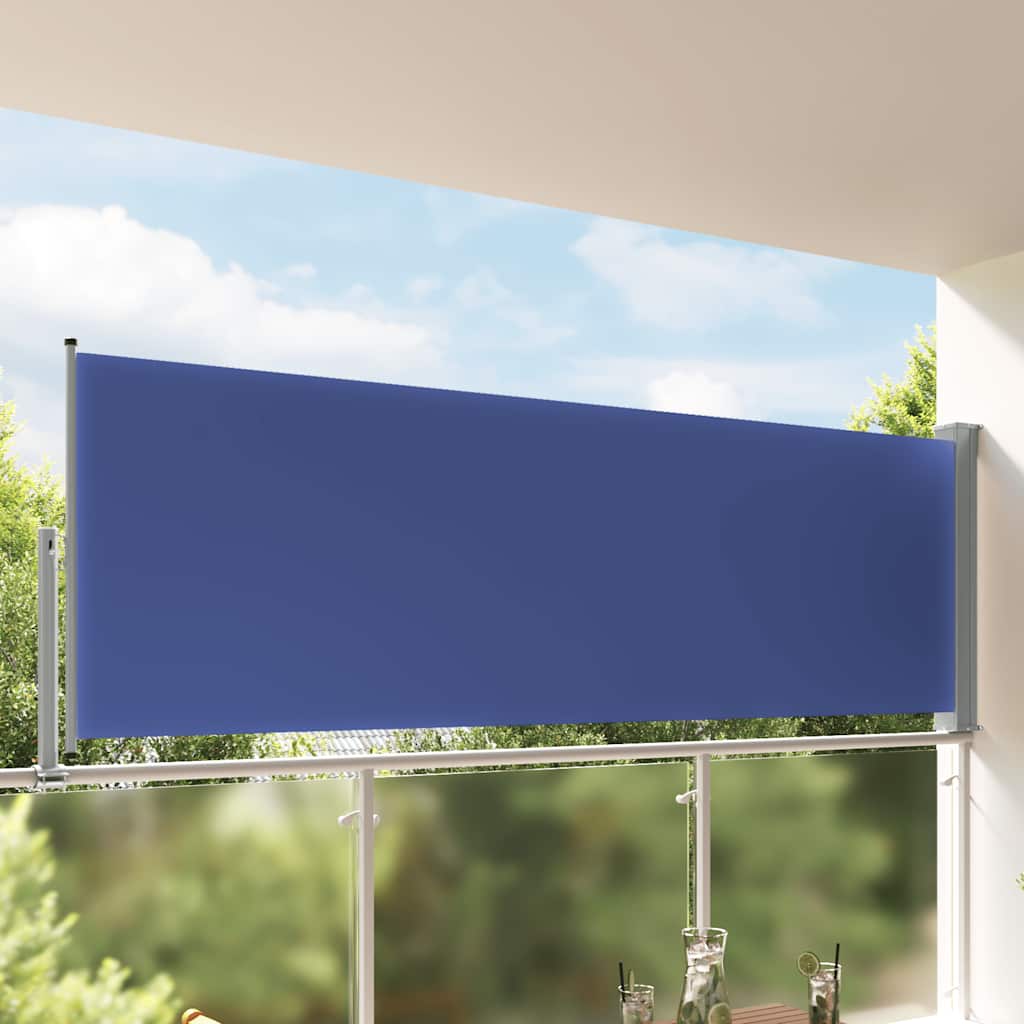 Blue Retractable Garden Side Awning 100x300 cm