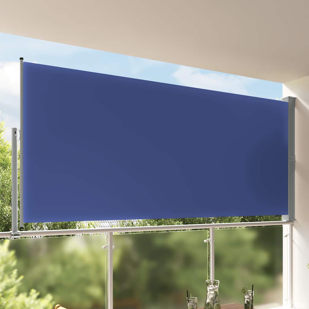 Blue Retractable Garden Side Awning 100x300 cm
