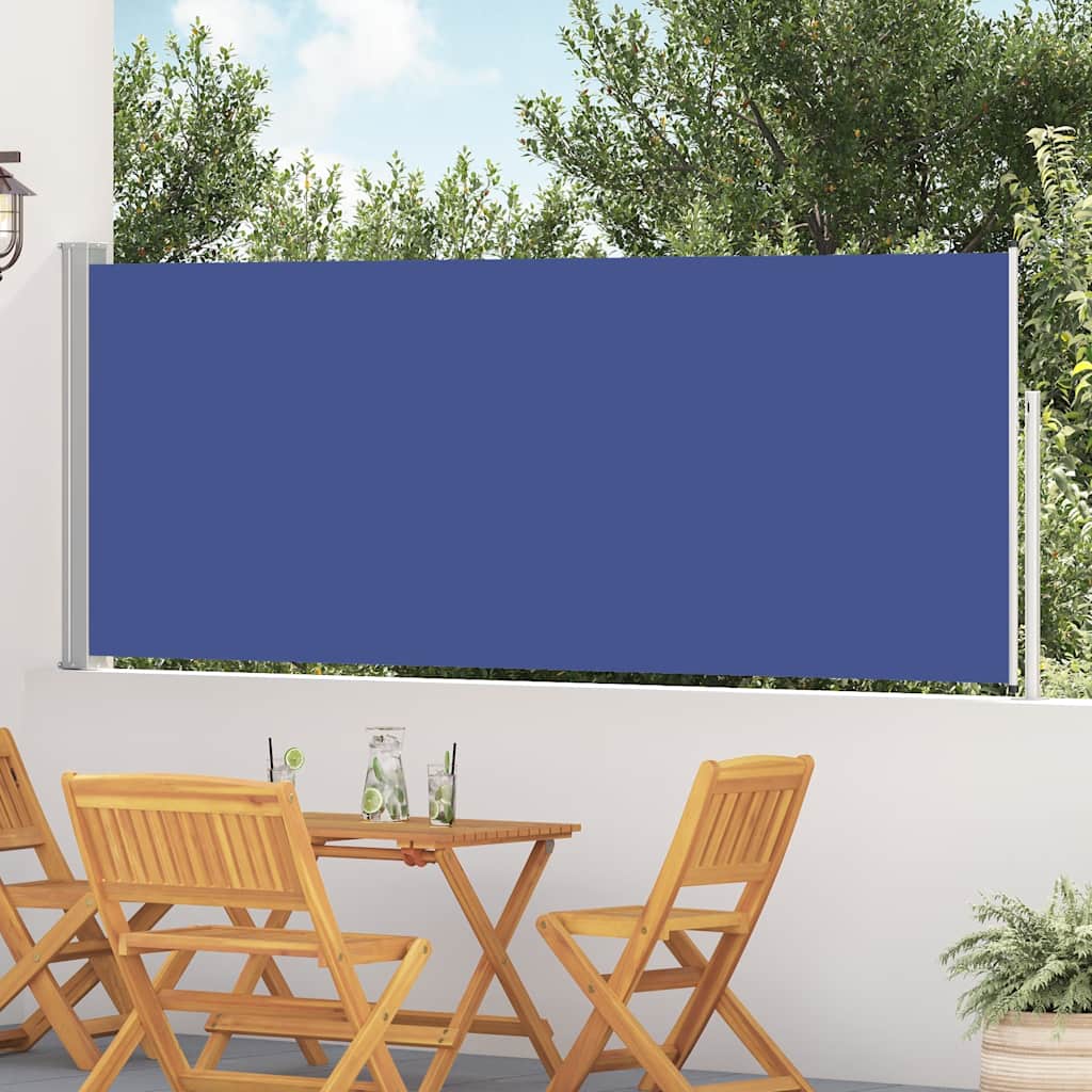 Blue Retractable Garden Side Awning 100x300 cm