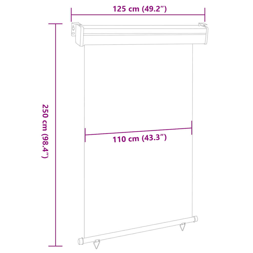 Toldo lateral de balcón azul 125x250 cm