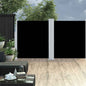 Toldo lateral doble retráctil de jardín color crema 170x600 cm