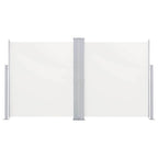Toldo lateral doble retráctil de jardín color crema 170x600 cm