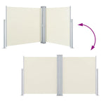 Toldo lateral doble retráctil de jardín color crema 170x600 cm