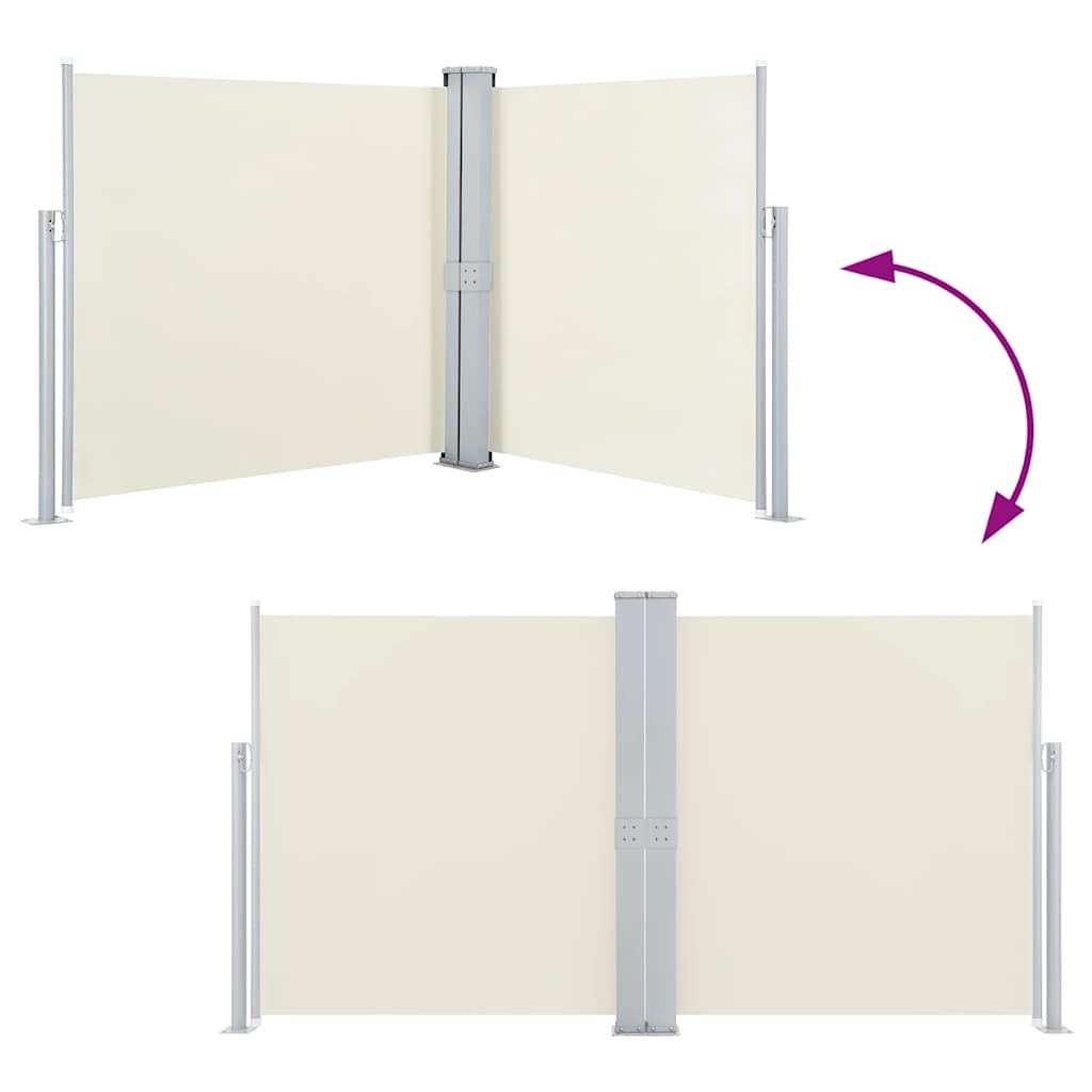 Toldo lateral doble retráctil de jardín color crema 170x600 cm