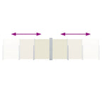 Toldo lateral doble retráctil de jardín color crema 170x600 cm