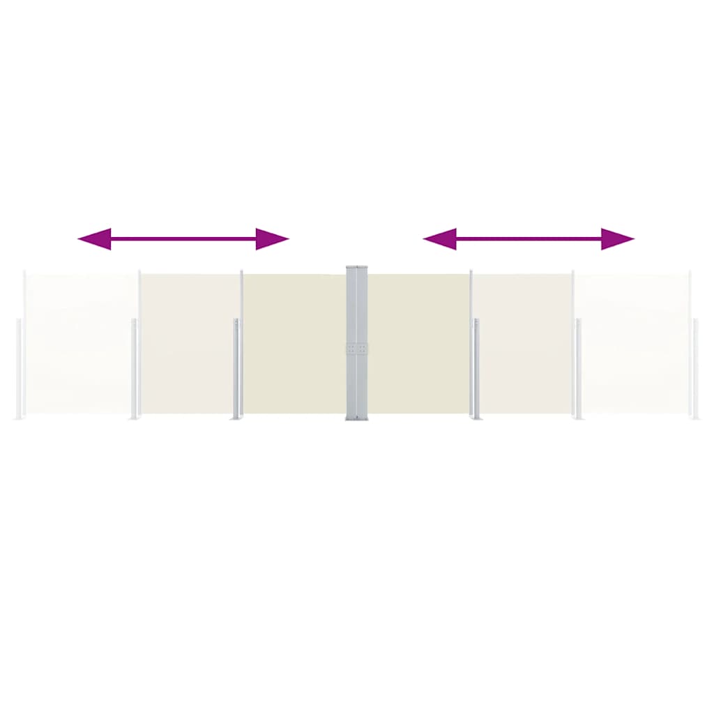 Toldo lateral doble retráctil de jardín color crema 170x600 cm