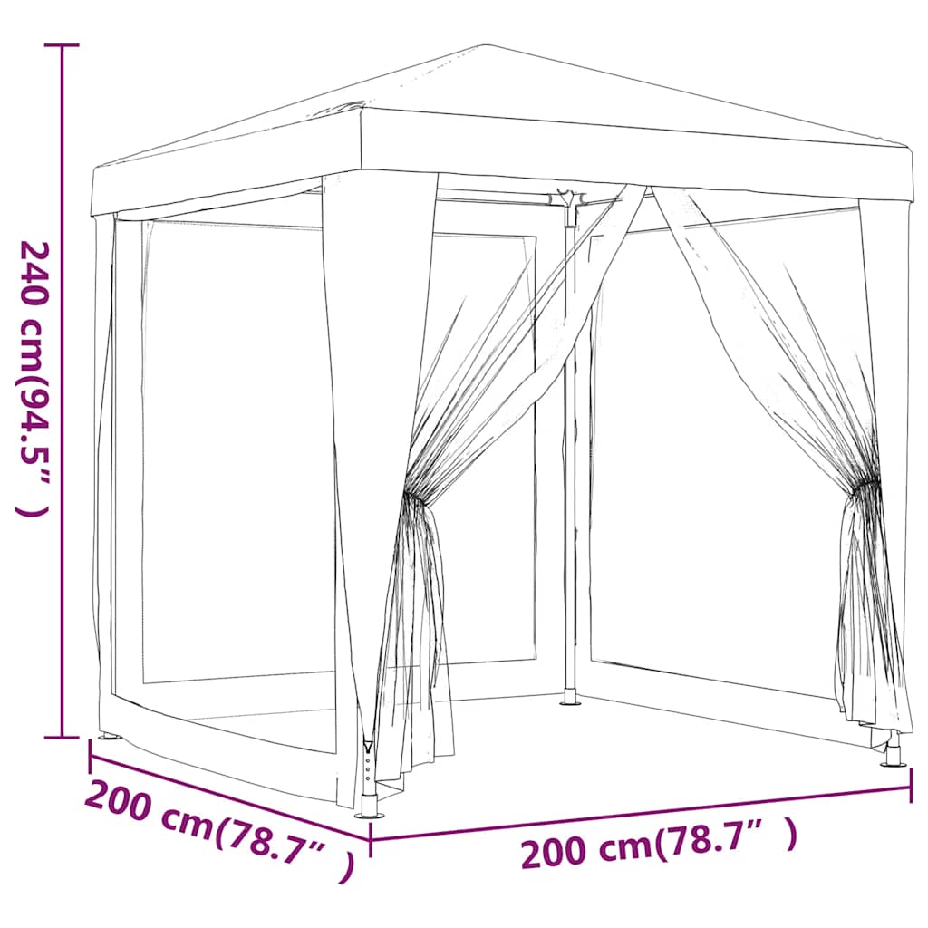 Carpa para celebraciones con 4 paredes de malla blanco 2x2 m