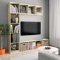 Mueble de TV y librería 3 piezas blanco 180x30x180 cm