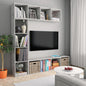Mueble de TV y librería 3 piezas blanco 180x30x180 cm
