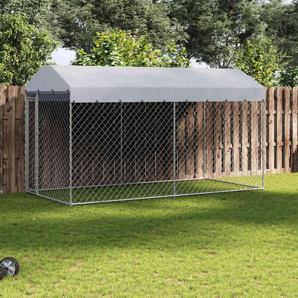 Perrera de exterior con techo 7,6x3,8x2,3 m