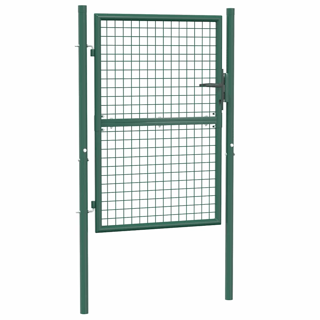 Puerta de valla de acero 100 x 125 cm verde