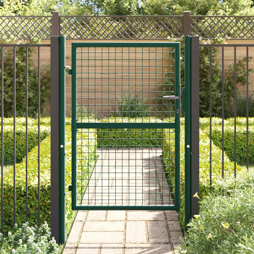 Puerta de valla de acero 100 x 125 cm verde