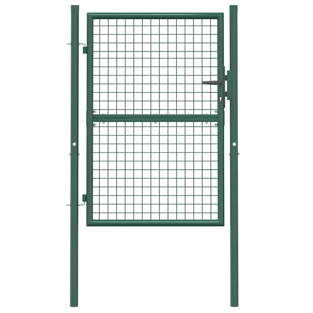 Puerta de valla de acero 100 x 125 cm verde