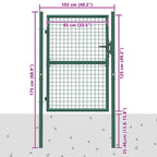Puerta de valla de acero 100 x 125 cm verde