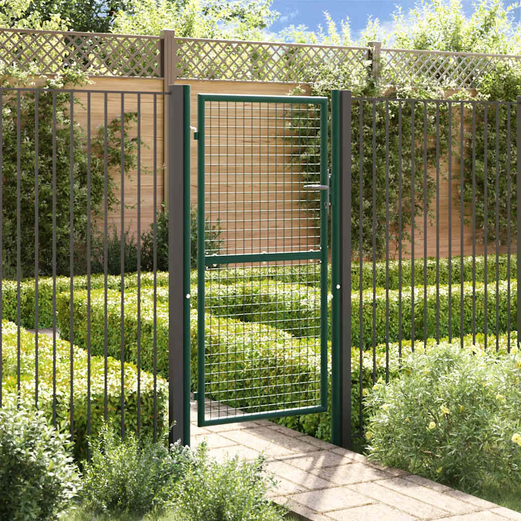 Puerta de valla de acero 100 x 125 cm verde