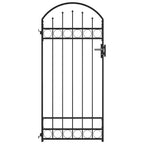 Puerta de valla ASSEN con arco superior de acero, 89x200 cm, negro