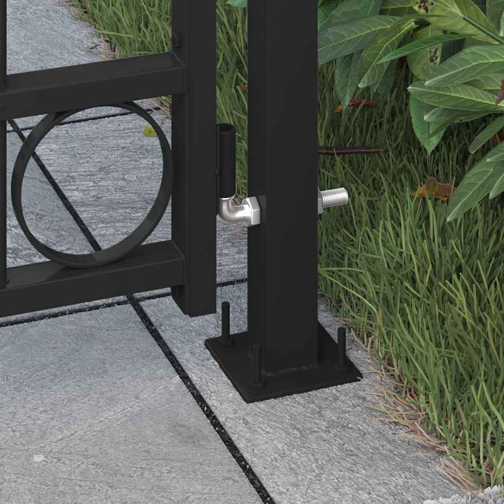 Puerta de valla ASSEN con arco superior de acero, 89x200 cm, negro